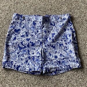 Blue Floral Women's Stretchy Shorts